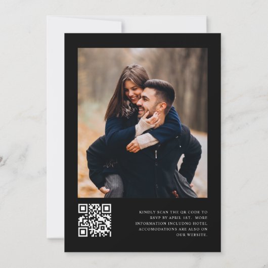 Eenvoudig minimalistisch zwart QR-codetoevoegdhede Kaart (Achterkant)