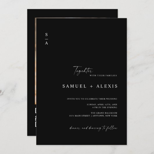 Eenvoudig minimalistisch zwart QR-codetoevoegdhede Kaart (Voorkant / Achterkant)