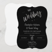 Eenvoudig minimalistisch zwart script, zilveren br kaart (Voorkant / Achterkant)