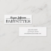 Eenvoudig minimalistisch zwart-wit babysitter mini visitekaartje (Voorkant / Achterkant)