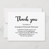 Eenvoudig minimalistisch zwart-wit begrafenismonum bedankkaart (Voorkant)