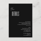 Eenvoudig minimalistisch zwart-wit bruiloft - Gege Informatiekaartje (Voorkant)