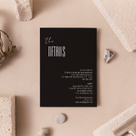 Eenvoudig minimalistisch zwart-wit bruiloft - Gege Informatiekaartje