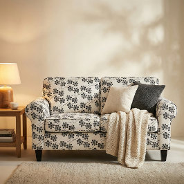 Eenvoudig minimalistisch zwart-wit Floral patroon Stof