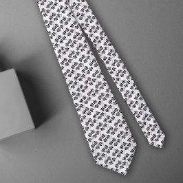 Eenvoudig minimalistisch zwart-wit Floral patroon Stropdas