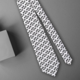 Eenvoudig minimalistisch zwart-wit Floral patroon Stropdas