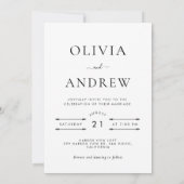 Eenvoudig minimalistisch zwart-wit fotohuwelijk kaart (Achterkant)