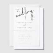 Eenvoudig minimalistisch zwart-wit fotohuwelijk vellum uitnodigingen (Offset)