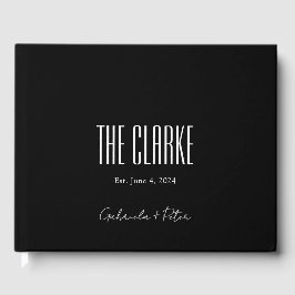 Eenvoudig minimalistisch zwart-wit huwelijk gastenboek