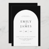 Eenvoudig minimalistisch zwart-wit huwelijk kaart (Voorkant / Achterkant)