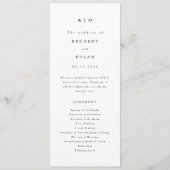 Eenvoudig minimalistisch zwart-wit huwelijk programmakaart (Voorkant)