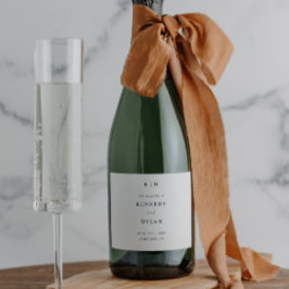 Eenvoudig minimalistisch zwart-wit huwelijk sparkling wijnetiket