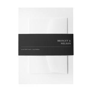 Eenvoudig minimalistisch zwart-wit huwelijk uitnodigingen wikkel
