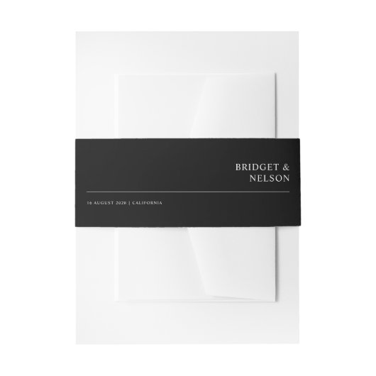 Eenvoudig minimalistisch zwart-wit huwelijk uitnodigingen wikkel (Voorkant Voorbeeld)