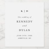 Eenvoudig minimalistisch zwart-wit huwelijk wijn etiket (Enkel label)