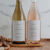 Eenvoudig minimalistisch zwart-wit huwelijk wijn etiket