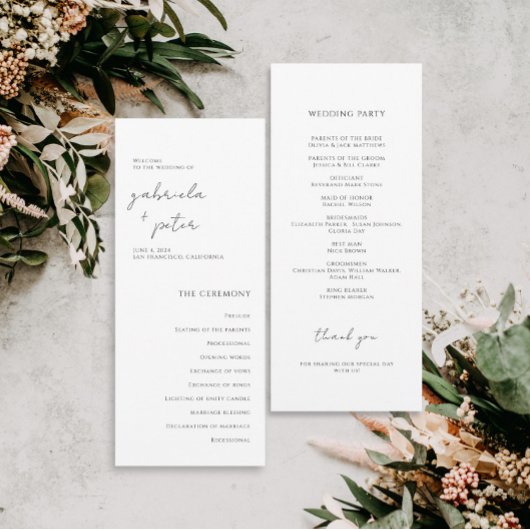 Eenvoudig minimalistisch zwart-wit huwelijksprogra