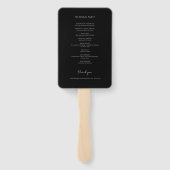 Eenvoudig minimalistisch zwart-wit huwelijksprogra handwaaier (Achterkant)