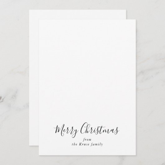 Eenvoudig minimalistisch zwart-wit kerst feestdagenkaart (Voorkant / Achterkant)