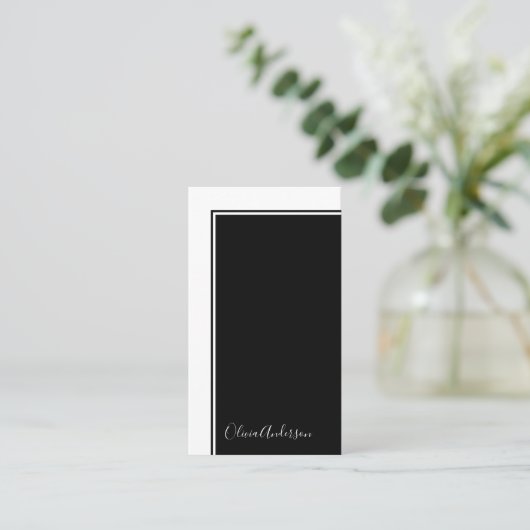 Eenvoudig minimalistisch zwart-wit kleurenblok visitekaartje (Staand voorkant)