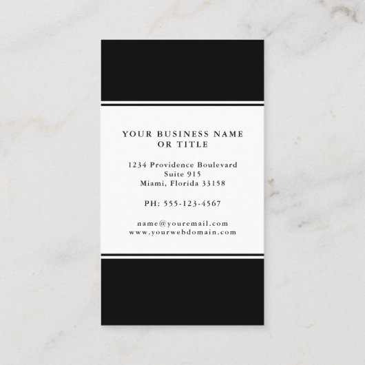 Eenvoudig minimalistisch zwart-wit kleurenblok visitekaartje (Achterkant)