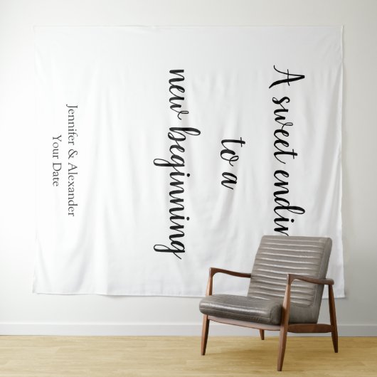 Eenvoudig minimalistisch zwart-wit-liefdescitaat wandkleed (In Situ (horizontaal))