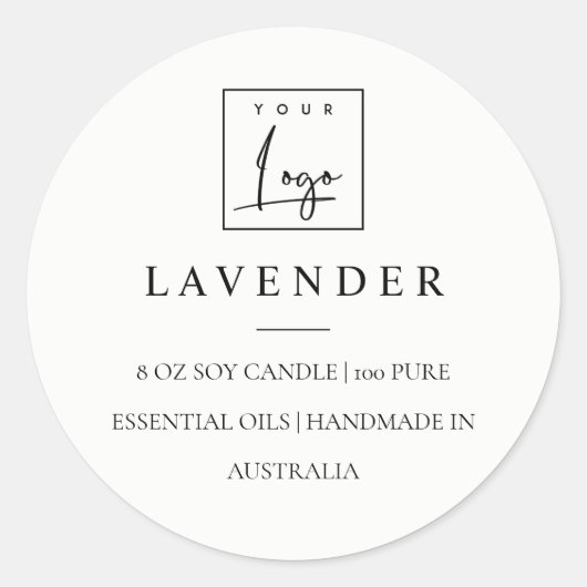 Eenvoudig minimalistisch zwart-wit Logo kaarsetike Ronde Sticker (Voorkant)