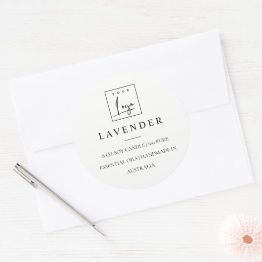 Eenvoudig minimalistisch zwart-wit Logo kaarsetike Ronde Sticker (Envelop)