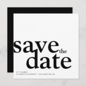 Eenvoudig minimalistisch zwart-wit, modern save the date (Voorkant / Achterkant)