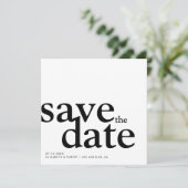 Eenvoudig minimalistisch zwart-wit, modern save the date (Staand voorkant)
