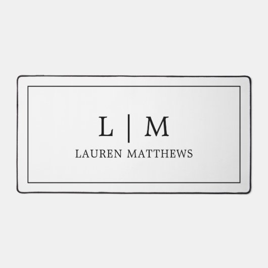 Eenvoudig Minimalistisch Zwart Wit Monogram Modern Bureaumat (Voorkant)