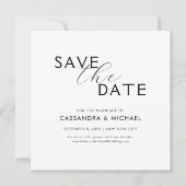 Eenvoudig Minimalistisch Zwart & Wit Script Trouwe Save The Date (Voorkant)