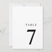Eenvoudig minimalistisch zwart-wit tabelnummer bedankkaart (Voorkant)