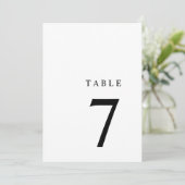 Eenvoudig minimalistisch zwart-wit tabelnummer bedankkaart (Staand voorkant)