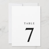 Eenvoudig minimalistisch zwart-wit tabelnummer bedankkaart (Achterkant)