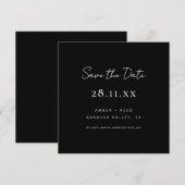 Eenvoudig minimalistisch zwart-wit vierkant save the date (Voorkant / Achterkant)