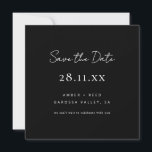 Eenvoudig minimalistisch zwart-wit vierkant save the date<br><div class="desc">Kan volledig worden aangepast aan uw behoeften. © Gorjo Design. Gemaakt voor je via het Zazzle platform. // Op zoek naar overeenkomende objecten? Andere kantoorbenodigdheden uit de set die beschikbaar is in de afdeling "collecties" van mijn winkel. // Hulp nodig bij het aanpassen van uw ontwerp? Heb je andere ideeën?...</div>