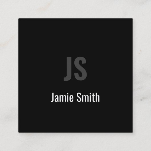 Eenvoudig minimalistisch zwart-wit vierkante visitekaartje (Achterkant)