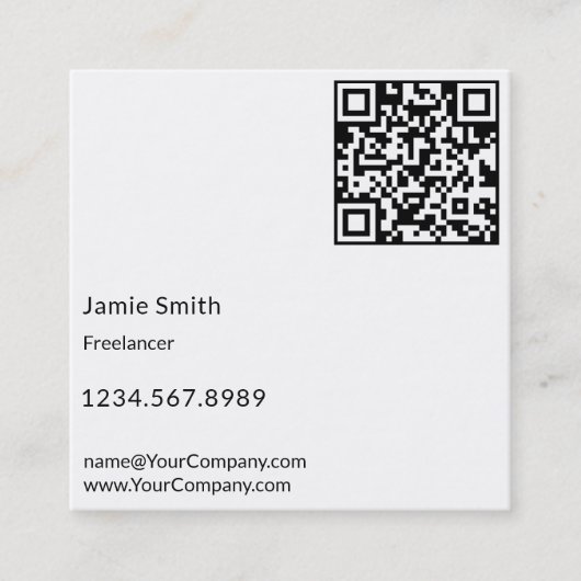 Eenvoudig minimalistisch zwart-wit vierkante visitekaartje (Voorkant)