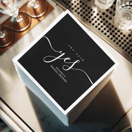 Eenvoudig minimalistisch zwart-wit Vrijgezellenfee Servet