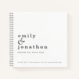 Eenvoudig minimalistisch zwart-witbruidbruidboek notitieboek