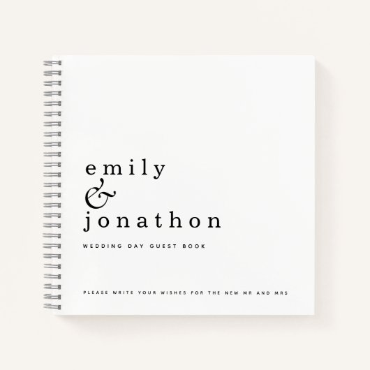 Eenvoudig minimalistisch zwart-witbruidbruidboek notitieboek (Voorkant)