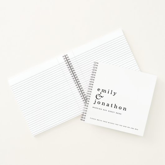 Eenvoudig minimalistisch zwart-witbruidbruidboek notitieboek (Binnen)