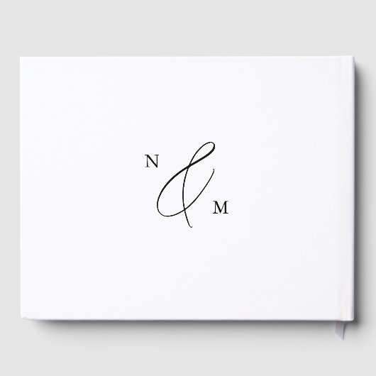 Eenvoudig minimalistisch zwart-withuwelijk gastenboek (Achterkant)