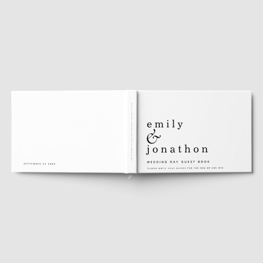 Eenvoudig minimalistisch zwart withuwelijk gastenboek (Volledig)