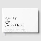 Eenvoudig minimalistisch zwart withuwelijk gastenboek (Voorkant)