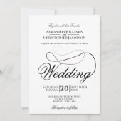 Eenvoudig minimalistisch zwart-withuwelijk kaart (Voorkant)