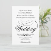 Eenvoudig minimalistisch zwart-withuwelijk kaart (Staand voorkant)