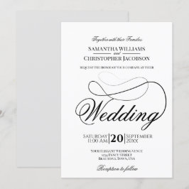 Eenvoudig minimalistisch zwart-withuwelijk kaart