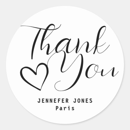 Eenvoudig minimalistisch zwart-witkalligrafisch ha ronde sticker (Voorkant)